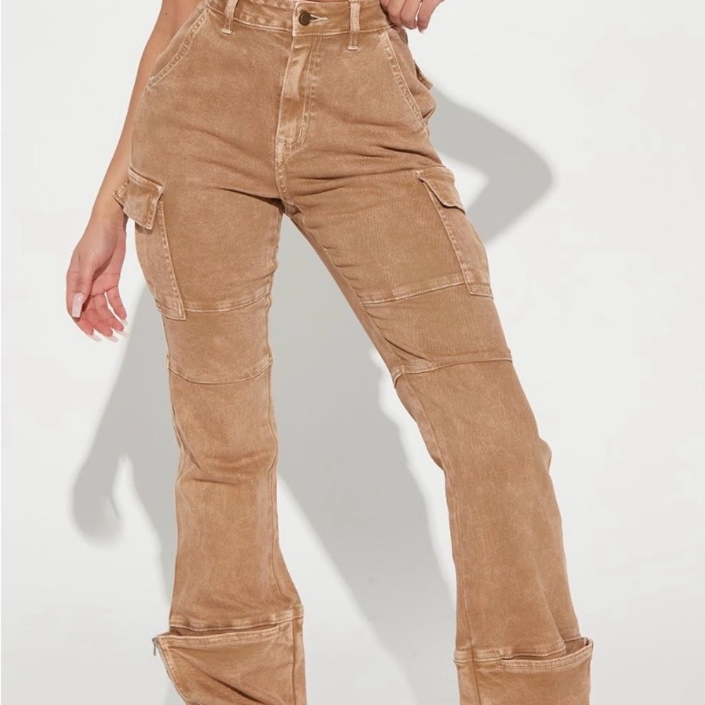Fashion Nova Camden Cargo Utility Jeans - Tan